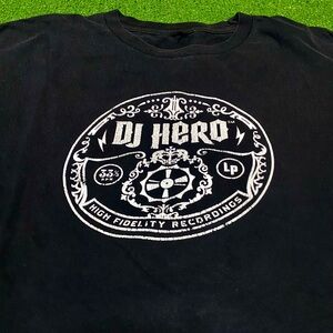 Vintage Y2K DJ Hero Activision Gamer Promo Tee Size Medium Faded Black 2009